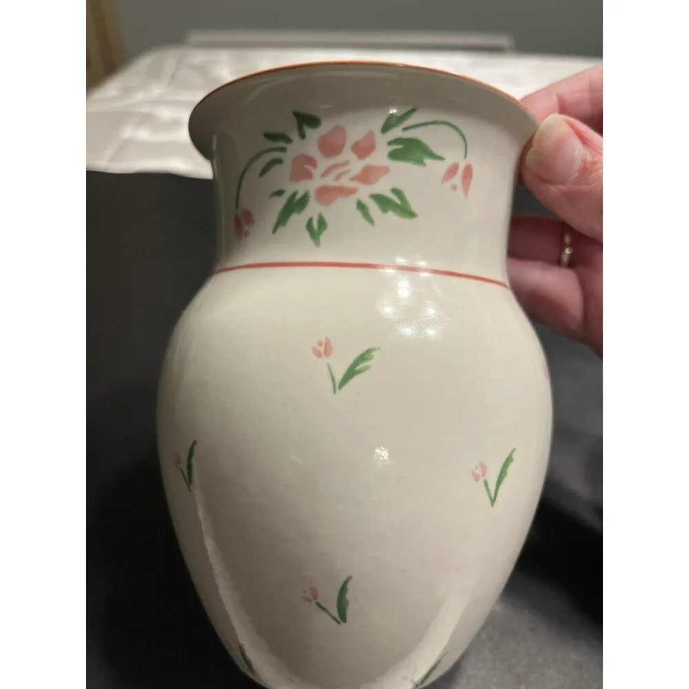 Vtg 1985 Pink Roses Bedside Tumble Up Carafe 2pc Portugal